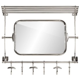 vidaXL Wandgarderobe mit Kleiderhaken & Spiegel Aluminium