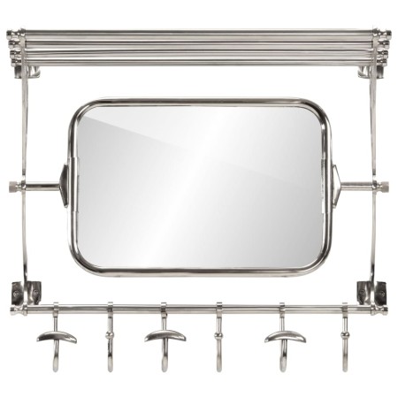 vidaXL Wandgarderobe mit Kleiderhaken & Spiegel Aluminium