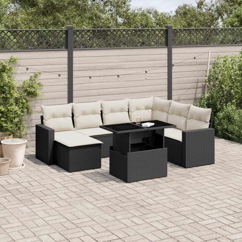 vidaXL 8-tlg. Garten-Sofagarnitur mit Kissen Schwarz Poly Rattan vidaXL 8-tlg. Garten-Sofagarnitur mit Kissen Schwarz Poly Rattan