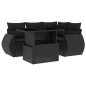vidaXL 5-tlg. Garten-Sofagarnitur mit Kissen Schwarz Poly Rattan vidaXL 5-tlg. Garten-Sofagarnitur mit Kissen Schwarz Poly Rattan