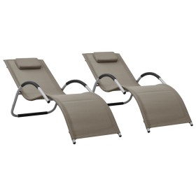 vidaXL Sonnenliegen Textilene 2 Stk. Taupe und Grau 
