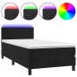 vidaXL Boxspringbett mit Matratze & LED Schwarz 100x200 cm Samt vidaXL Boxspringbett mit Matratze & LED Schwarz 100x200 cm Samt