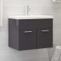 Waschbeckenunterschrank mit Einbaubecken Hochglanz-Grau Waschbeckenunterschrank mit Einbaubecken Hochglanz-Grau