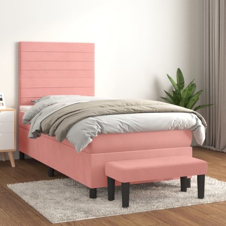 vidaXL Boxspringbett mit Matratze Rosa 80x200 cm Samt