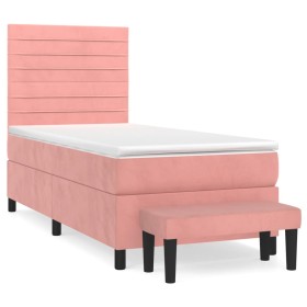 vidaXL Boxspringbett mit Matratze Rosa 80x200 cm Samt