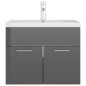 Waschbeckenunterschrank mit Einbaubecken Hochglanz-Grau Waschbeckenunterschrank mit Einbaubecken Hochglanz-Grau