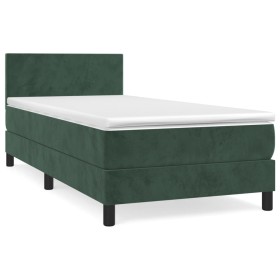 vidaXL Boxspringbett mit Matratze Dunkelgrün 80x200 cm Samt