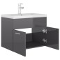 Waschbeckenunterschrank mit Einbaubecken Hochglanz-Grau Waschbeckenunterschrank mit Einbaubecken Hochglanz-Grau