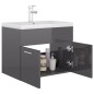 Waschbeckenunterschrank mit Einbaubecken Hochglanz-Grau Waschbeckenunterschrank mit Einbaubecken Hochglanz-Grau