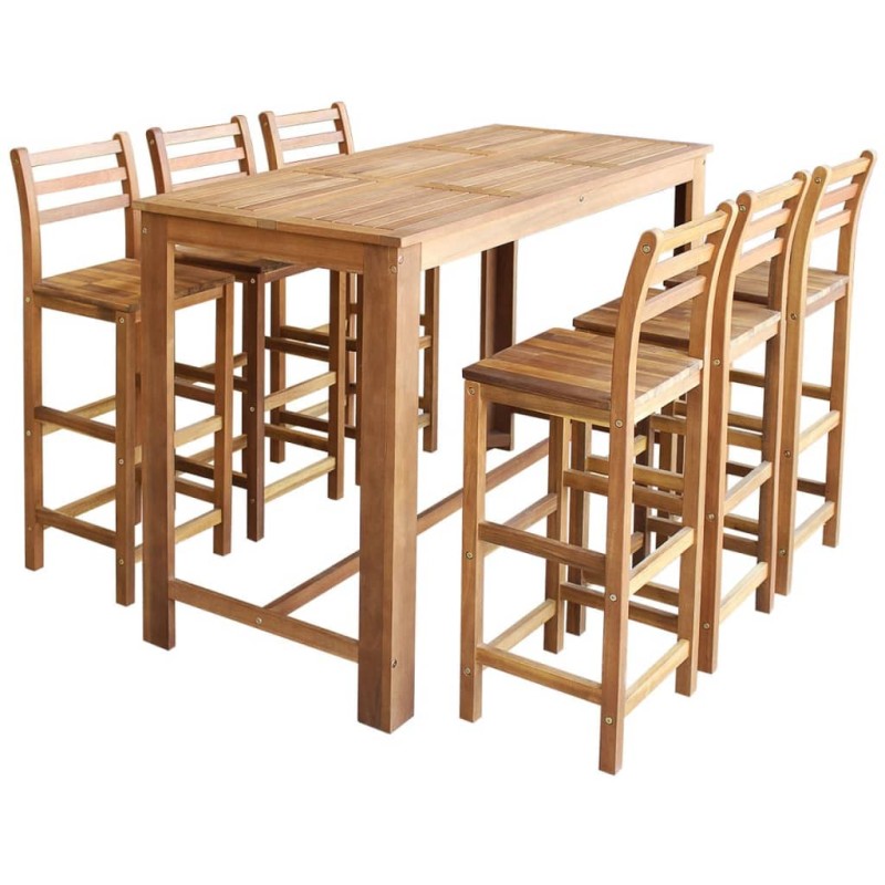 vidaXL Bartisch und Stuhl-Set 7-tlg. Akazienholz Massiv vidaXL Bartisch und Stuhl-Set 7-tlg. Akazienholz Massiv