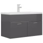 Waschbeckenunterschrank mit Einbaubecken Hochglanz-Grau Waschbeckenunterschrank mit Einbaubecken Hochglanz-Grau