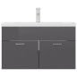Waschbeckenunterschrank mit Einbaubecken Hochglanz-Grau Waschbeckenunterschrank mit Einbaubecken Hochglanz-Grau