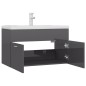 Waschbeckenunterschrank mit Einbaubecken Hochglanz-Grau Waschbeckenunterschrank mit Einbaubecken Hochglanz-Grau