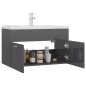 Waschbeckenunterschrank mit Einbaubecken Hochglanz-Grau Waschbeckenunterschrank mit Einbaubecken Hochglanz-Grau