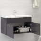 Waschbeckenunterschrank mit Einbaubecken Hochglanz-Grau Waschbeckenunterschrank mit Einbaubecken Hochglanz-Grau