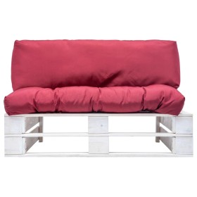 vidaXL Outdoor-Sofa Paletten mit Kissen in Rot Kiefernholz