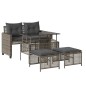vidaXL 4-tlg. Garten-Sofagarnitur mit Kissen Grau Poly Rattan Glas vidaXL 4-tlg. Garten-Sofagarnitur mit Kissen Grau Poly Rattan Glas