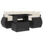vidaXL 5-tlg. Garten-Sofagarnitur mit Kissen Schwarz Poly Rattan vidaXL 5-tlg. Garten-Sofagarnitur mit Kissen Schwarz Poly Rattan