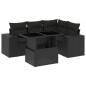 vidaXL 5-tlg. Garten-Sofagarnitur mit Kissen Schwarz Poly Rattan vidaXL 5-tlg. Garten-Sofagarnitur mit Kissen Schwarz Poly Rattan