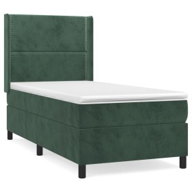 vidaXL Boxspringbett mit Matratze Dunkelgrün 80x200 cm Samt