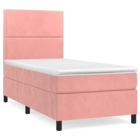 vidaXL Boxspringbett mit Matratze Rosa 80x200 cm Samt