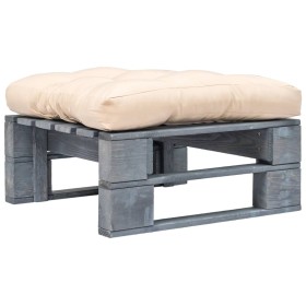 vidaXL Outdoor-Ottomane Paletten mit Kissen in Sandfarben Holz Grau