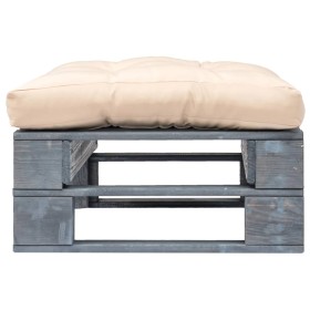 vidaXL Outdoor-Ottomane Paletten mit Kissen in Sandfarben Holz Grau