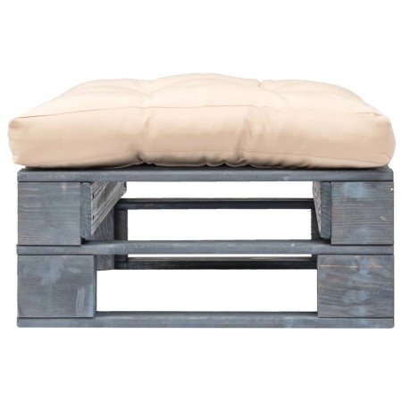 vidaXL Outdoor-Ottomane Paletten mit Kissen in Sandfarben Holz Grau