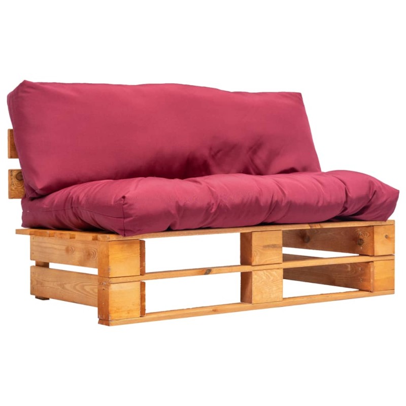 vidaXL Outdoor-Sofa Paletten mit Kissen in Rot Kiefernholz vidaXL Outdoor-Sofa Paletten mit Kissen in Rot Kiefernholz
