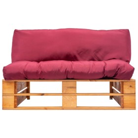 vidaXL Outdoor-Sofa Paletten mit Kissen in Rot Kiefernholz