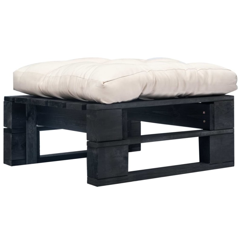vidaXL Outdoor-Ottomane Paletten mit Kissen in Sandfarben Holz Schwarz vidaXL Outdoor-Ottomane Paletten mit Kissen in Sandfarben Holz Schwarz