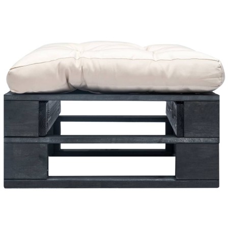 vidaXL Outdoor-Ottomane Paletten mit Kissen in Sandfarben Holz Schwarz