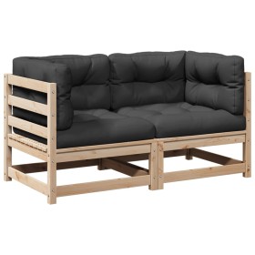 vidaXL 2-tlg. Garten-Sofagarnitur mit Kissen Massivholz Kiefer