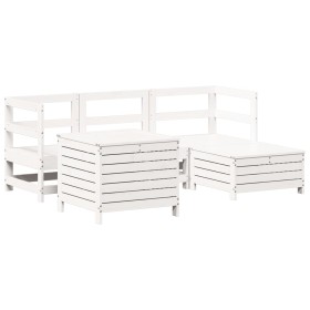 vidaXL 5-tlg. Garten-Sofagarnitur Weiß Massivholz Kiefer