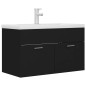 Waschbeckenunterschrank mit Einbaubecken Schwarz Holzwerkstoff Waschbeckenunterschrank mit Einbaubecken Schwarz Holzwerkstoff