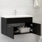 Waschbeckenunterschrank mit Einbaubecken Schwarz Holzwerkstoff Waschbeckenunterschrank mit Einbaubecken Schwarz Holzwerkstoff