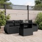 vidaXL 5-tlg. Garten-Sofagarnitur mit Kissen Schwarz Poly Rattan vidaXL 5-tlg. Garten-Sofagarnitur mit Kissen Schwarz Poly Rattan