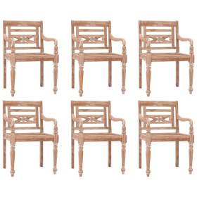 vidaXL Batavia-Stühle 6 Stk. Weiß Massivholz Teak