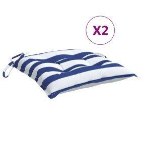 vidaXL Stuhlkissen 2 Stk. Blau & Weiß Gestreift 40x40x7 cm Stoff