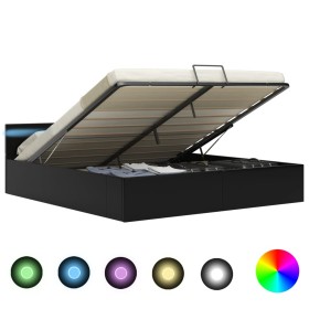 vidaXL Bett mit Bettkasten Hydraulisch LED Kunstleder 160x200 cm 