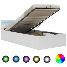 vidaXL Bett mit Bettkasten Hydraulisch LED Weiß Kunstleder 90x200cm 