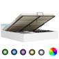 vidaXL Bett mit Bettkasten Hydraulisch LED Weiß Kunstleder 160x200 cm vidaXL Bett mit Bettkasten Hydraulisch LED Weiß Kunstleder 160x200 cm