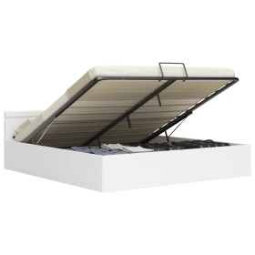 vidaXL Bett mit Bettkasten Hydraulisch LED Weiß Kunstleder 160x200 cm 