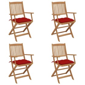 vidaXL Klappbare Gartenstühle 4 Stk. mit Kissen Massivholz Akazie