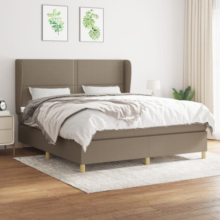 vidaXL Boxspringbett mit Matratze Taupe 160x200 cm Stoff
