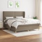 vidaXL Boxspringbett mit Matratze Taupe 160x200 cm Stoff vidaXL Boxspringbett mit Matratze Taupe 160x200 cm Stoff