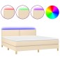 vidaXL Boxspringbett mit Matratze & LED Creme 160x200 cm Stoff vidaXL Boxspringbett mit Matratze & LED Creme 160x200 cm Stoff