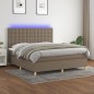 vidaXL Boxspringbett mit Matratze & LED Taupe 160x200 cm Stoff vidaXL Boxspringbett mit Matratze & LED Taupe 160x200 cm Stoff
