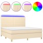 vidaXL Boxspringbett mit Matratze & LED Creme 160x200 cm Stoff vidaXL Boxspringbett mit Matratze & LED Creme 160x200 cm Stoff