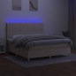 vidaXL Boxspringbett mit Matratze & LED Creme 160x200 cm Stoff vidaXL Boxspringbett mit Matratze & LED Creme 160x200 cm Stoff